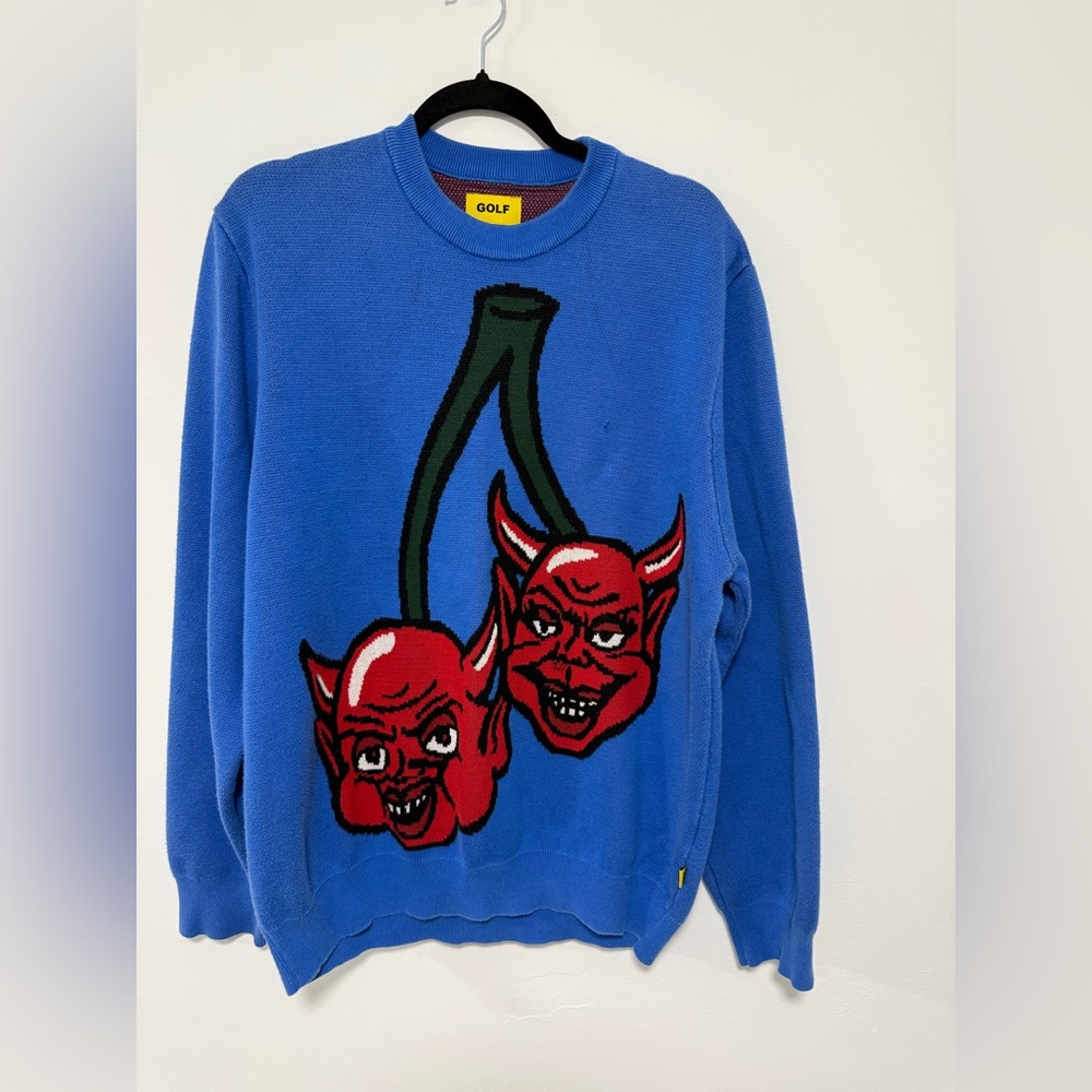 GOLF WANG Tyler The Creator Blue Devil Cherry Knit Sweater
